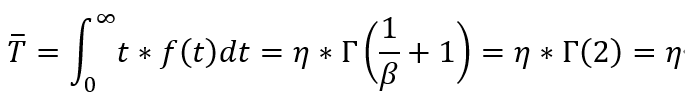 威布尔分布β=1时的MTTF计算公式