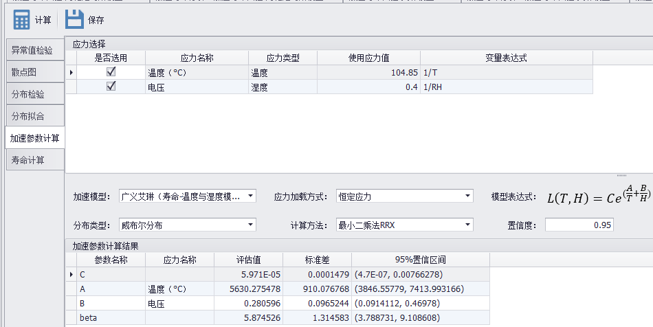 加速寿命试验数据分析-温湿度模型